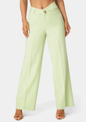 High Waist Overlap Wide Leg Pant