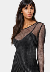 Diamante Crystal Mesh Mini Dress