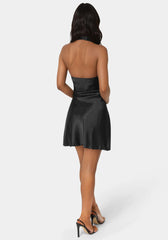 Satin Sash Neck Mini Dress
