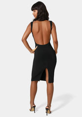 High Neck Open Back Midi Dress