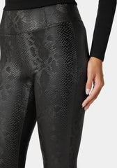 High Waist Embossed Vegan Leather Legging