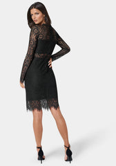 Bandeau Scallop Lace Pencil Dress