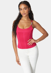 Scoop Neck Jewel Strap Bustier Knit Top