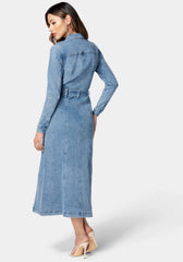 Button Down Long Denim Dress