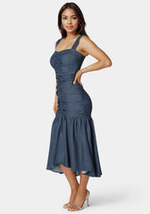 Ruched Denim Dress