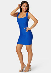 Racer Neck Bandage Short Dress