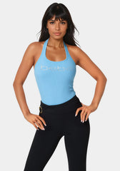 Bebe Logo Halter Neck Rib Tank