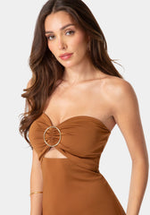 Strapless Cutout Slim Midi Dress