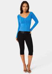 High Waist Satin Elastic Capri Legging
