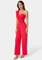 One Shoulder Ruffle Jumpsuit