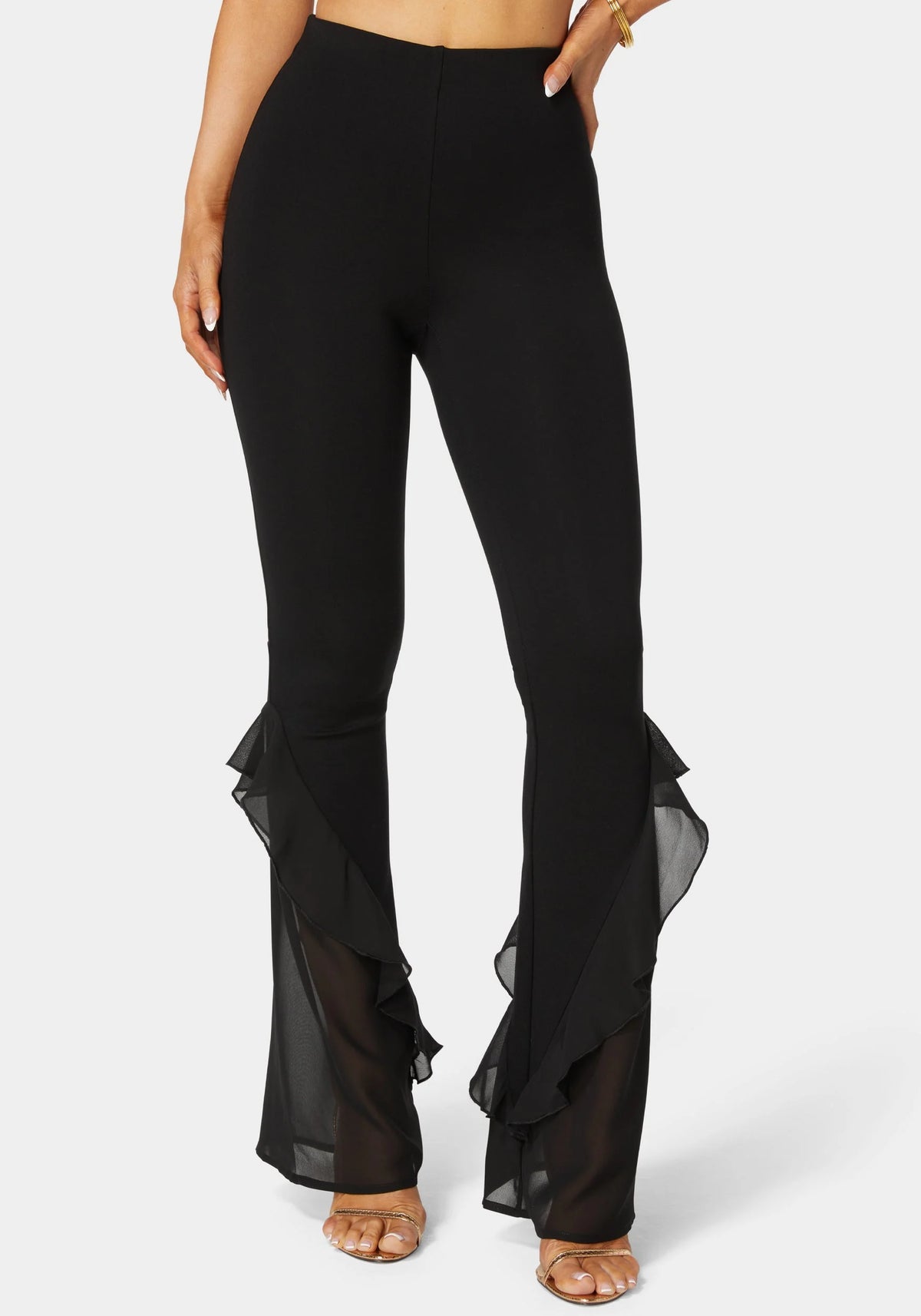 High Waist Flared Leg Knit Pant