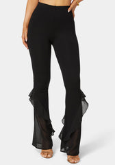 High Waist Flared Leg Knit Pant