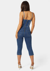 Fitted Capri Denim Jumpsuit