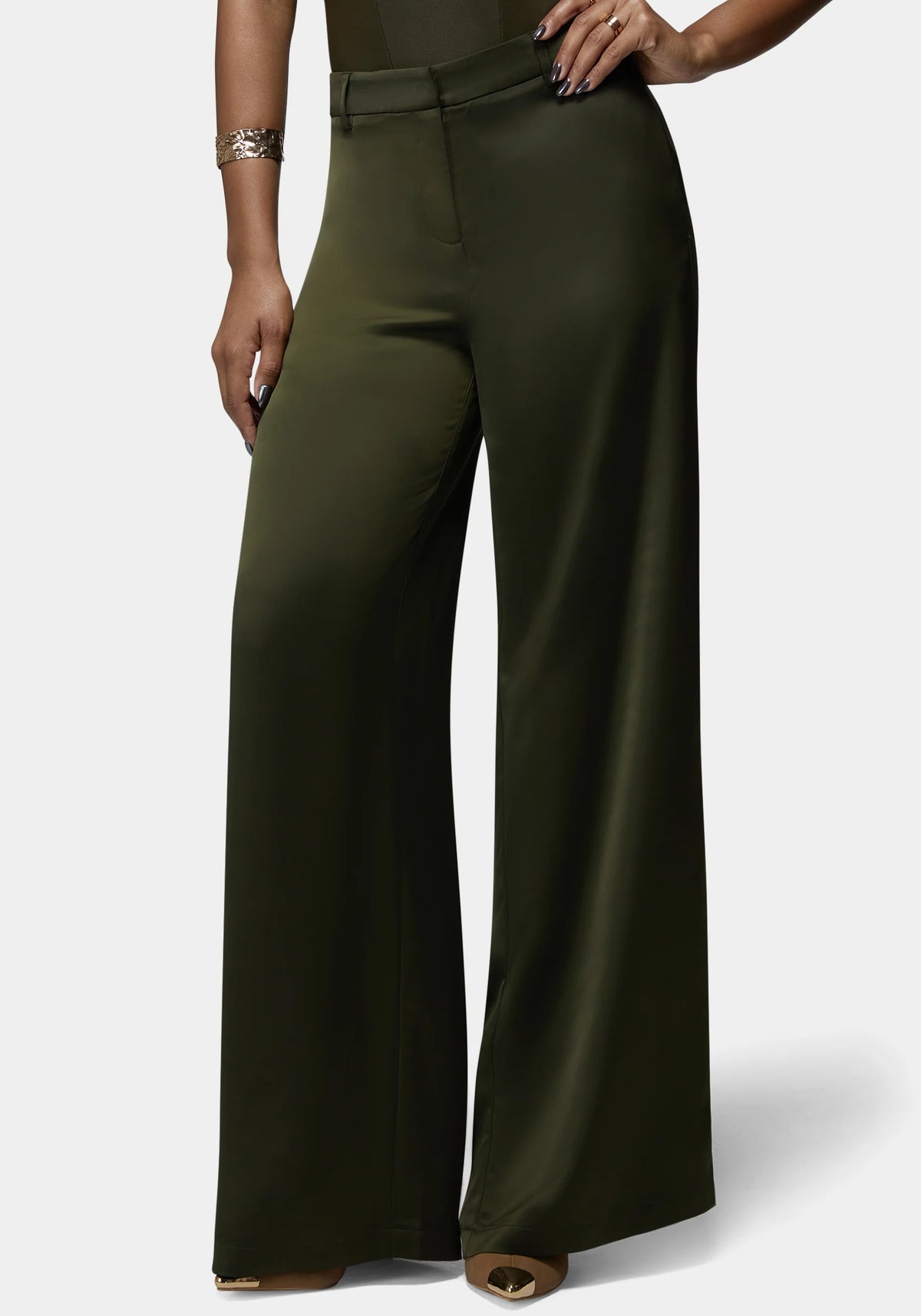 High Waist Satin Ultra Wide Leg Pant