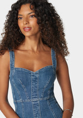 Sweetheart Neck Trumpet Denim Dress