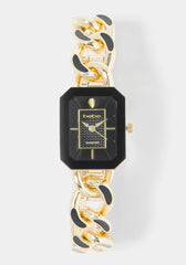 Diamond Dial Watch Necklace And Earring Set