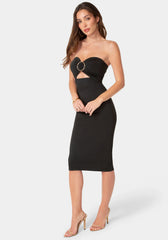 Strapless Cutout Slim Midi Dress