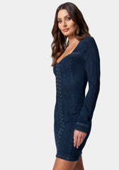 Eyelet Detail Denim Dress