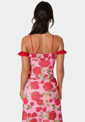 Floral Printed Mesh Top