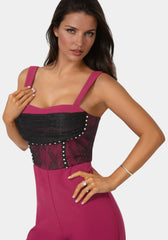 Lace Piecing Corset Jumpsuit