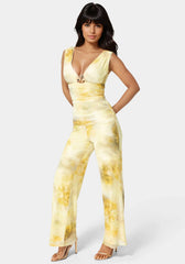 Shirred Waist Palazzo Leg Jumpsuit