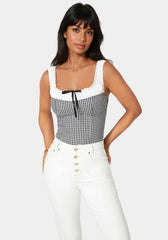 Gingham Front Tie Top