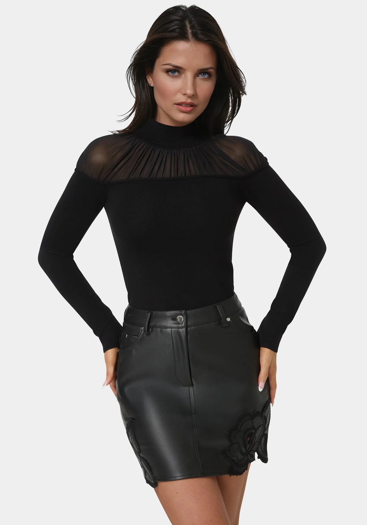 Mesh Insert Long Sleeve Sweater