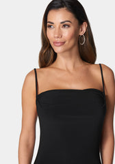 Cowl Neck Spaghetti Strap Slit Maxi
