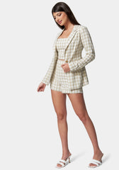 Gingham One Button Tailored Jacket