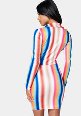 Printed Tie Front Mini Dress
