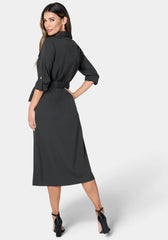 Poly Crepe Button Dress