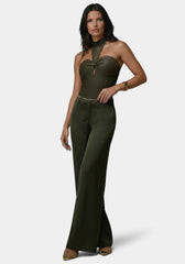 High Waist Satin Ultra Wide Leg Pant
