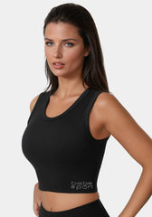 Double Layer Front Seamless Crop Tank