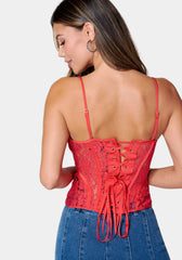 Satin Draped Lace Corset Top