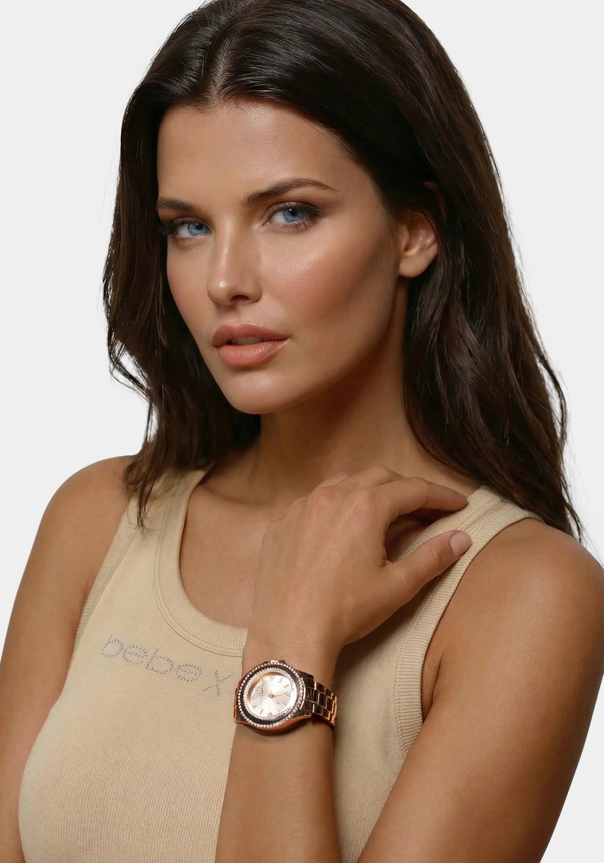 Link Bracelet Crystal Sport Bezel Watch