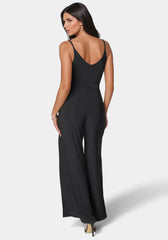 High Slit V-Neck Cami Strap Jumpsuit