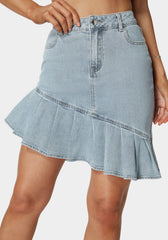 Asymmetric Denim Skirt