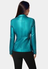 Tailored Metallic Vegan Leather Blazer