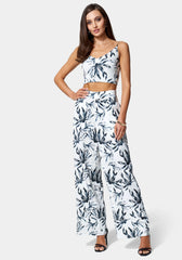 Satin High Waist Wide Leg Pant