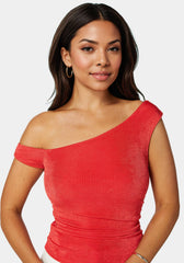 One Shoulder Ruched Knit Top