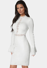 High Neck Lace Midi Dress