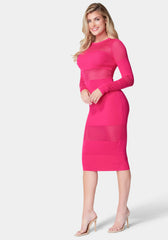 Pointelle Panel Midi Dress