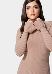 Bell Sleeve Turtleneck Midi Dress