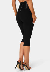 High Waist Satin Elastic Capri Legging