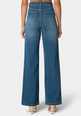 High Waist Clustered Rhinestone Wide Leg Jeans