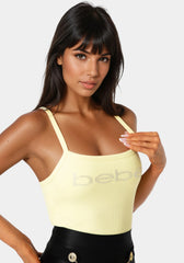Bebe Logo Racer Back Rib Tank