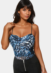 Plunging Neckline Mesh Bodysuit