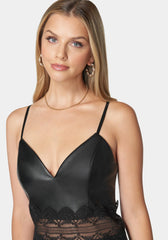 Faux Leather And Lace Mini Dress