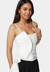 Poplin Asymmetric Ruffle Top