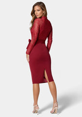 Lace And Crepe Pencil Dress